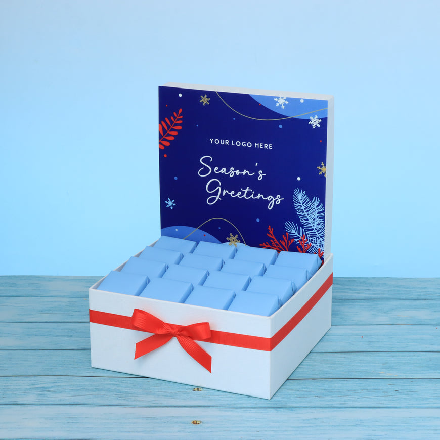 Corporate customized season's greeting designed premium chocolate medium hamper