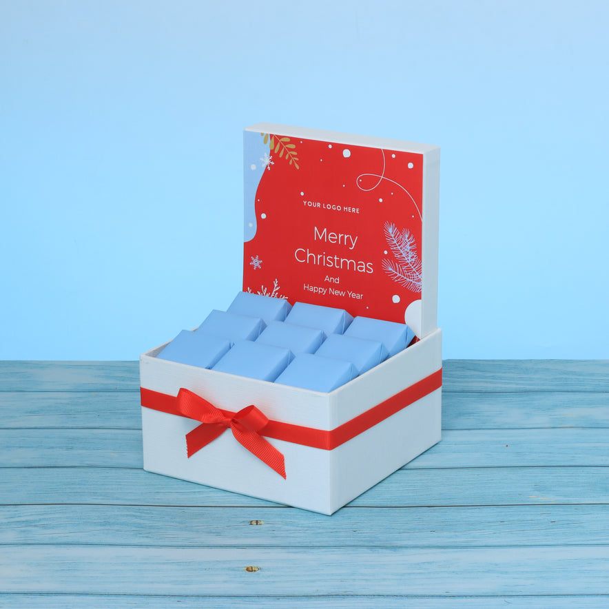 Corporate customized Merry christmas designed premium chocolate small hamper