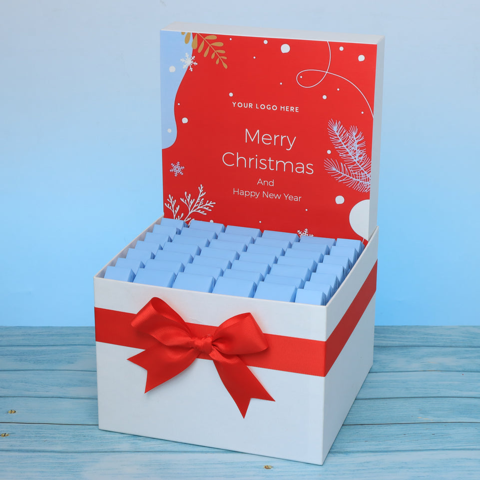 Corporate customized merry christmas designed premium chocolate large hamper