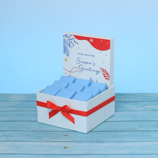 Corporate customized season's greeting designed premium chocolate small hamper