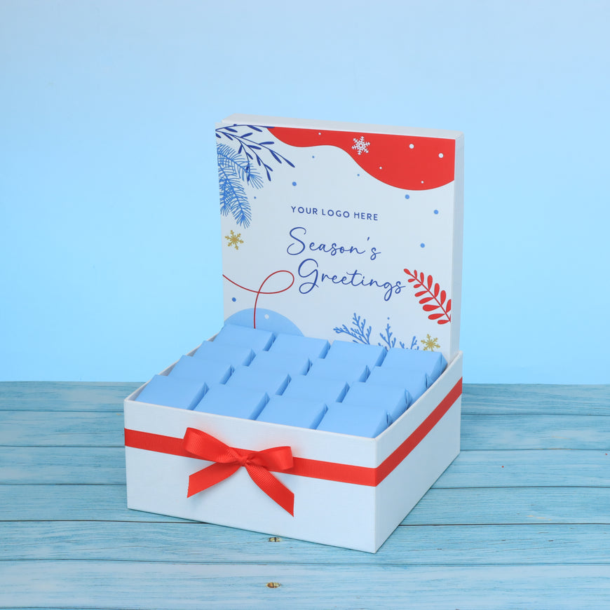 Corporate customized season's greeting designed premium chocolate medium hamper