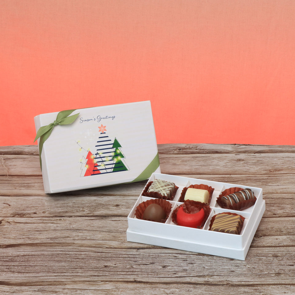 Set of 8 season's greeting designed premium chocolate 6p hard box