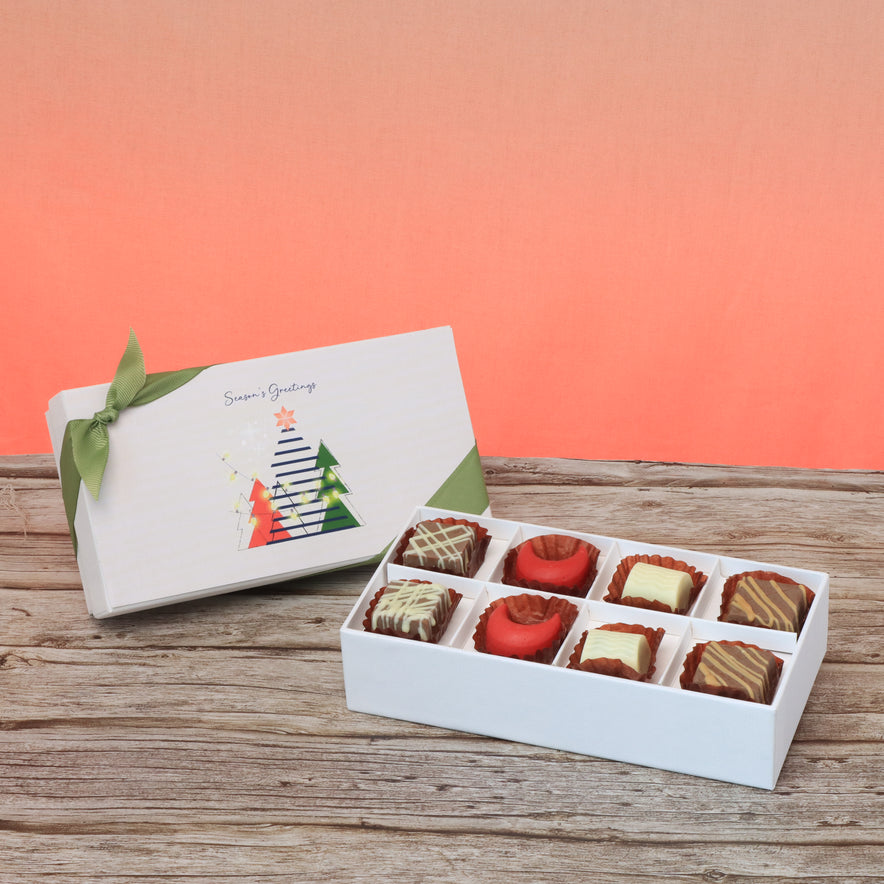 Set of 6 season's greeting designed premium chocolate 8p hard box