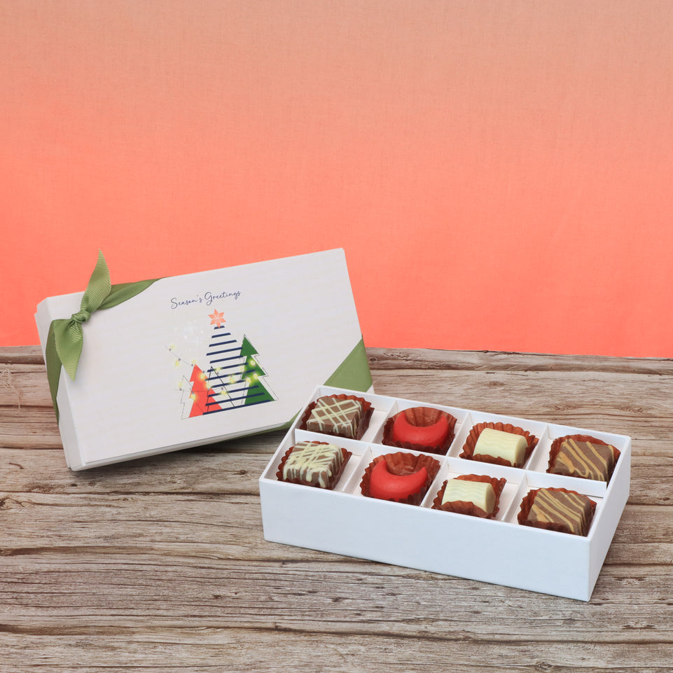 Set of 6 season's greeting designed premium chocolate 8p hard box
