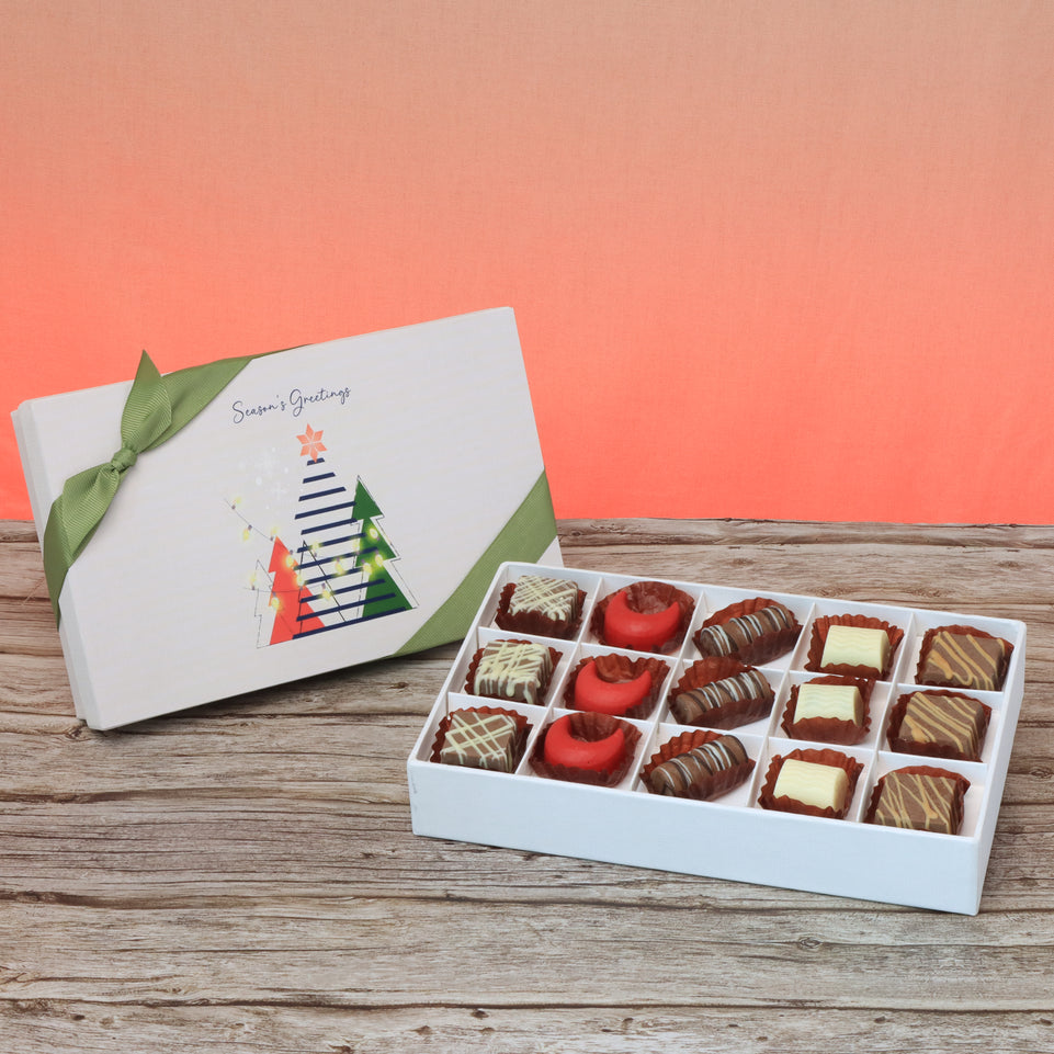 Season's greeting designed premium chocolate 15p hard box