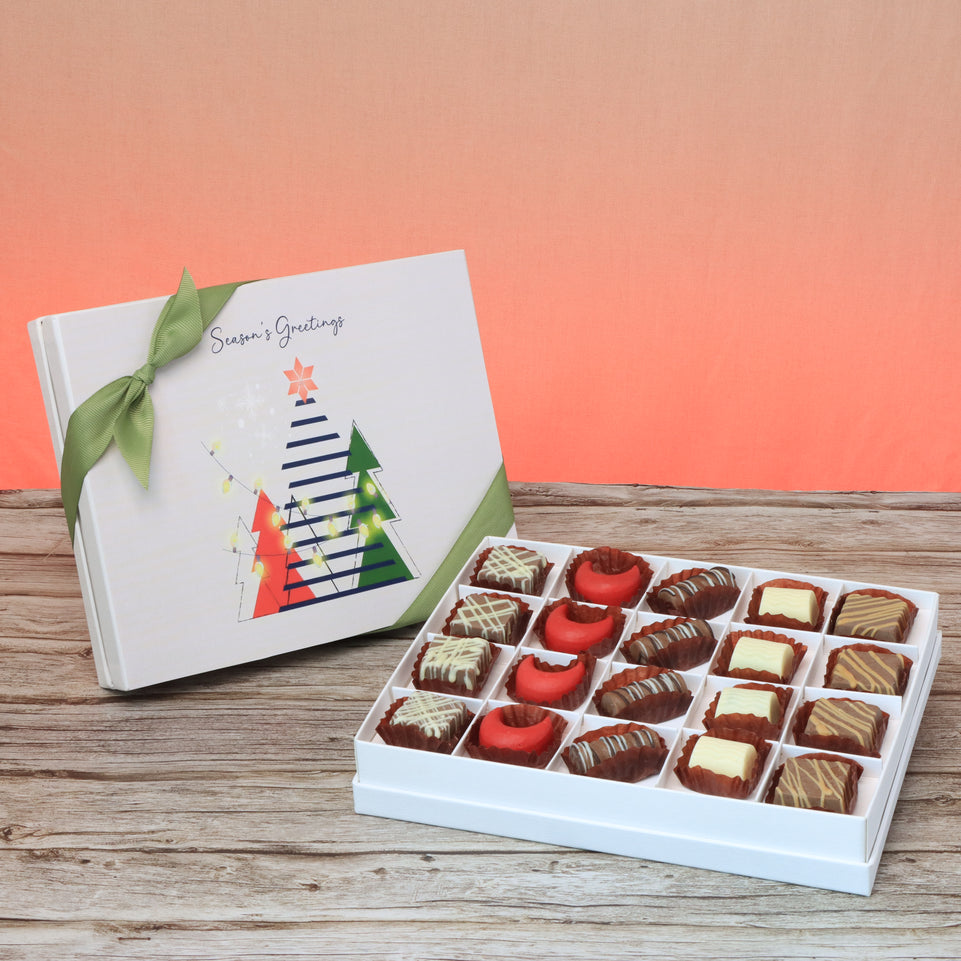 Season's greeting designed premium chocolate 20p hard box