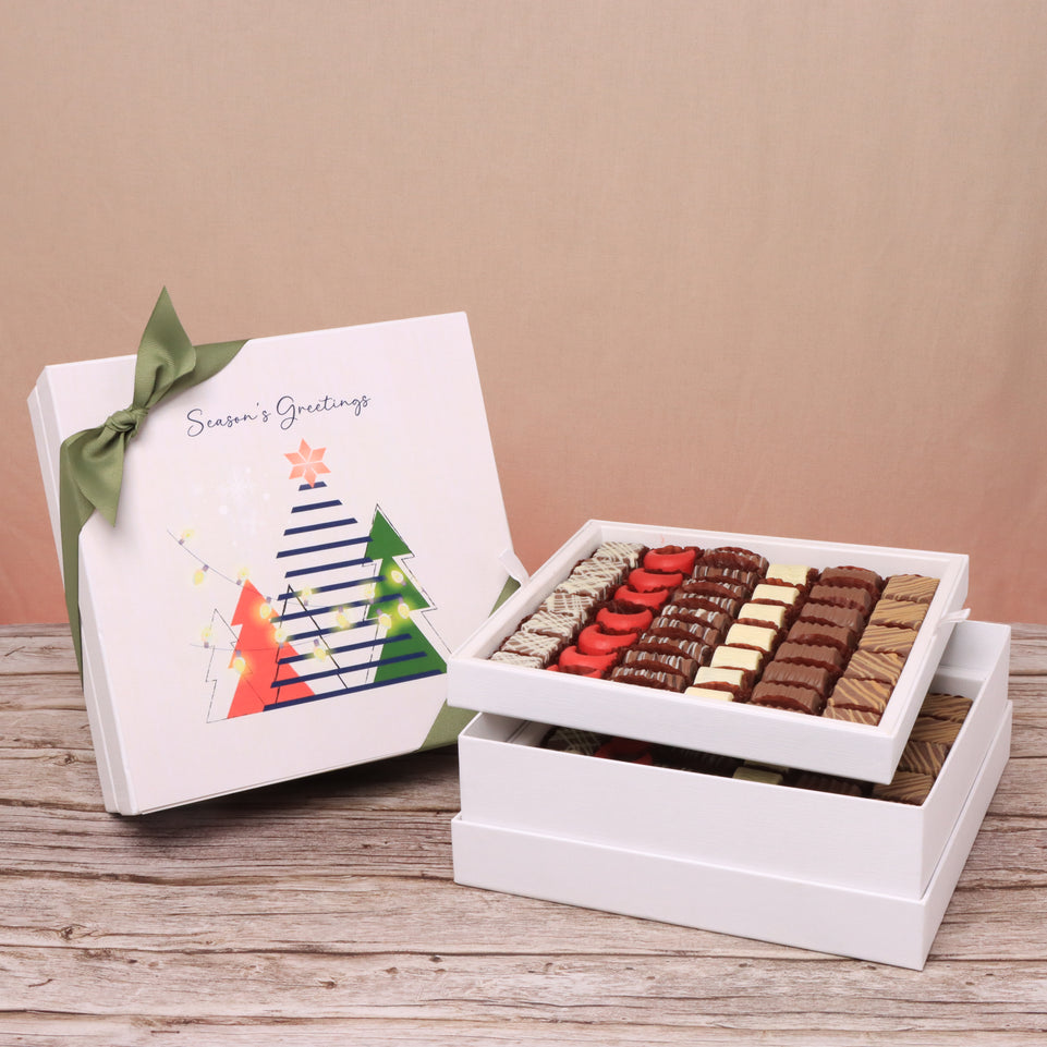 Season's greeting designed premium chocolate 2-layer hard box