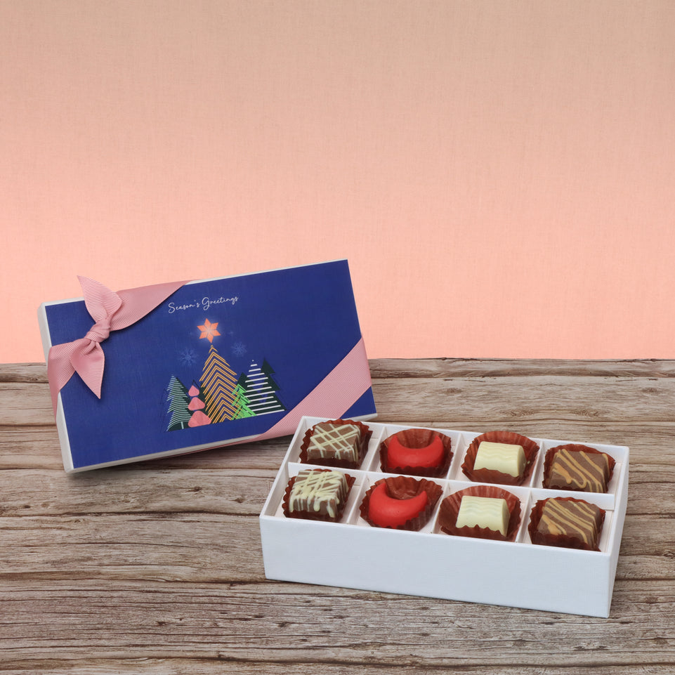 Set of 6 season's greeting designed premium chocolate 8p hard box