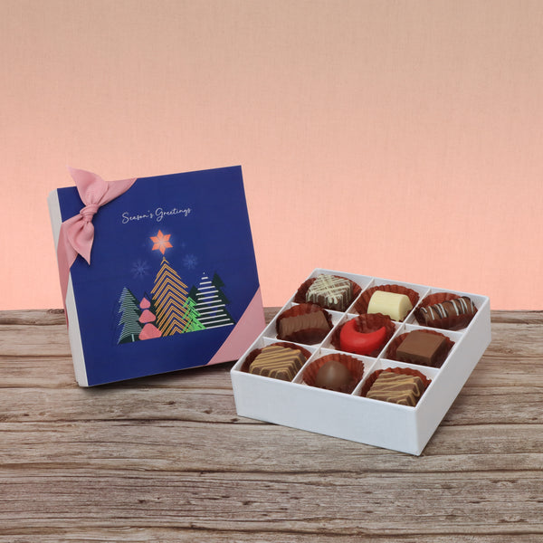 Season's greeting designed premium chocolate 9p hard box