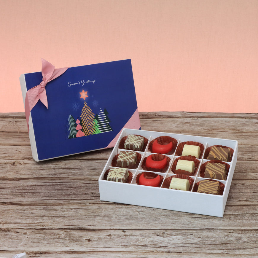 Season's greeting designed premium chocolate 12p hard box