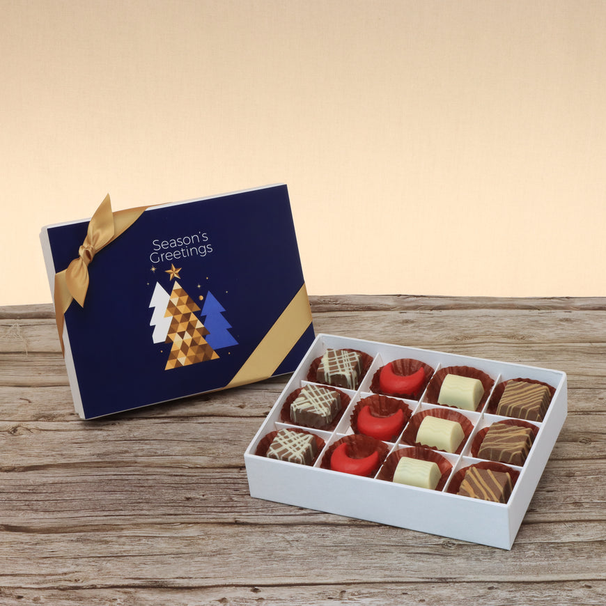 Season's greeting designed premium chocolate 12p hard box