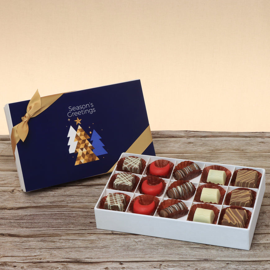 Season's greeting designed premium chocolate 15p hard box