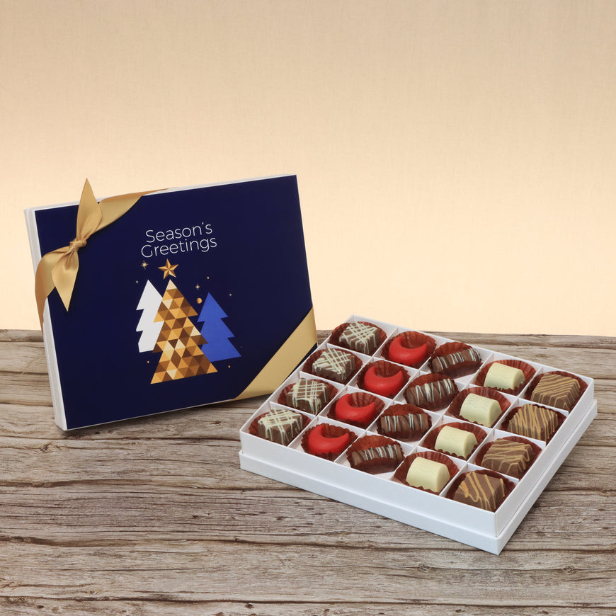 Season's greeting designed premium chocolate 20p hard box