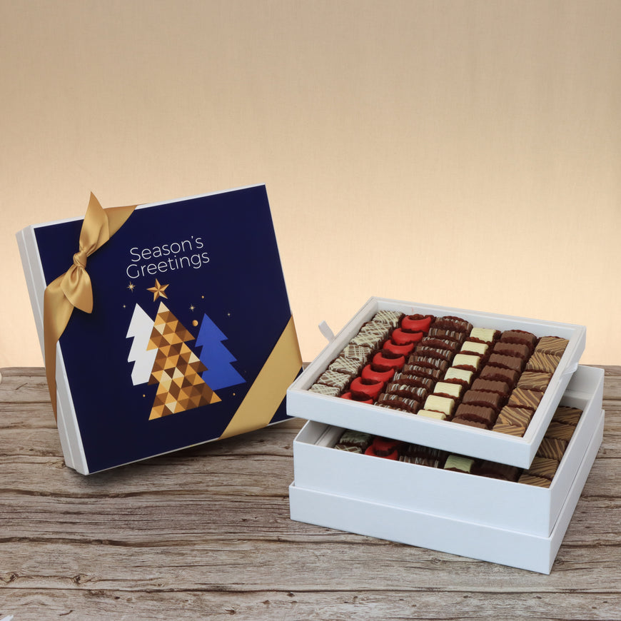 Season's greeting designed premium chocolate 2-layer hard box