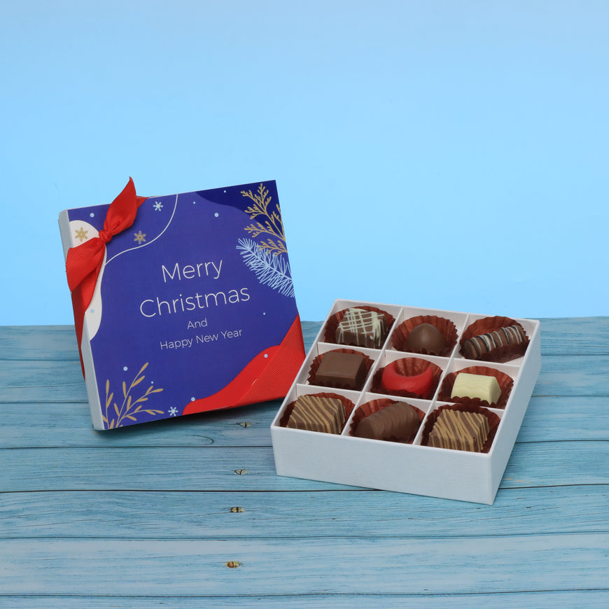 Merry christmas designed premium chocolate 9p hard box