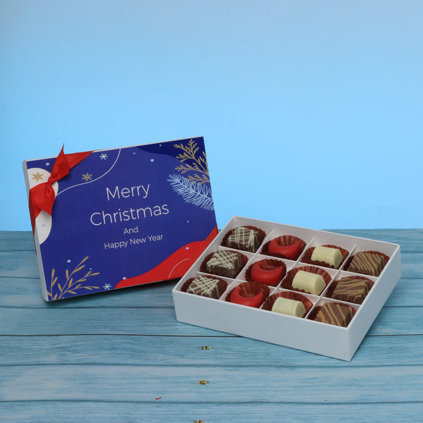 Merry christmas designed premium chocolate 12p hard box