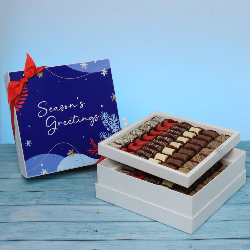 Season's greetings designed premium chocolate 2-layer hard box