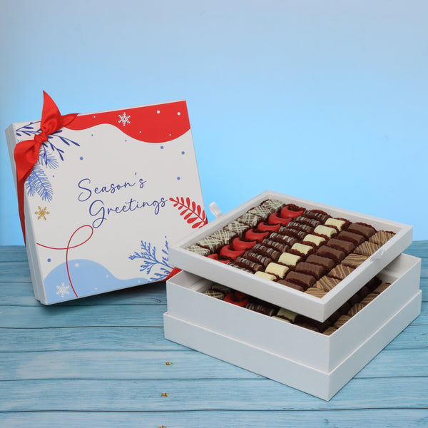 Season's greetings designed premium chocolate 2-layer hard box