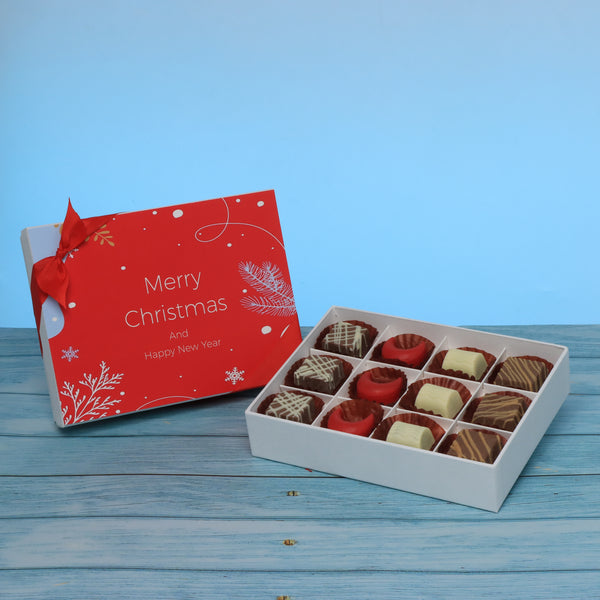 Merry christmas designed premium chocolate 12p hard box