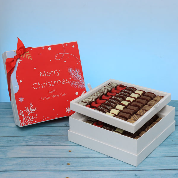 Merry christmas designed premium chocolate 2-layer hard box