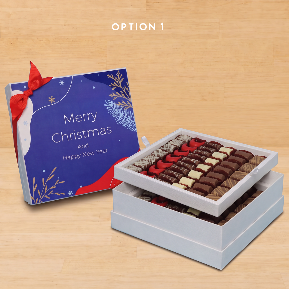 Merry christmas designed premium chocolate 2-layer hard box