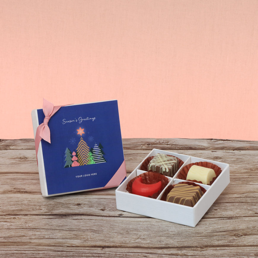Set of 15 corporate customized season's greetings designed premium chocolate 4P hard box