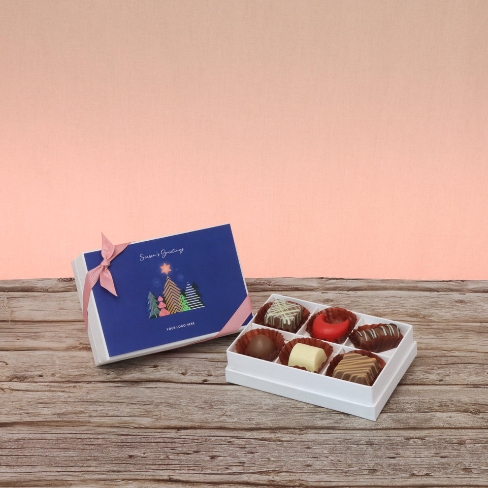 Set of 8 corporate customized season's greetings designed premium chocolate 6p hard box