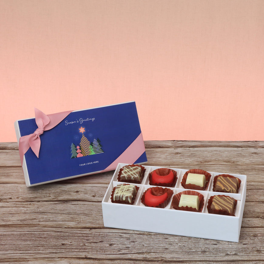 Set of 6 corporate customized season's greetings designed premium chocolate 8p hard box