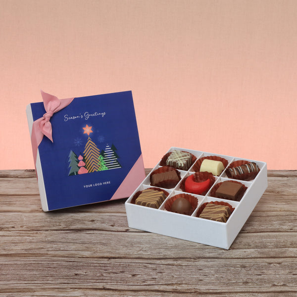 Set of 5 corporate customized season's greetings designed premium chocolate 9p hard box
