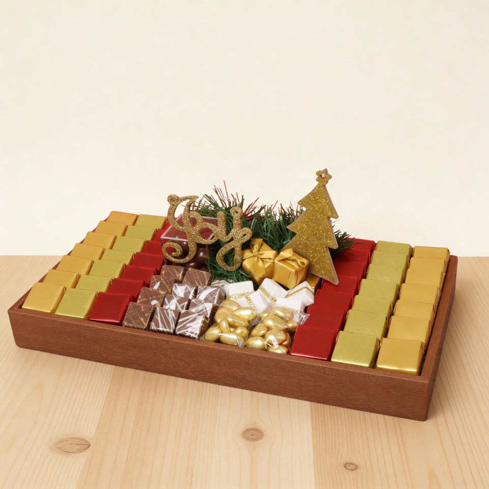 Christmas joy acrylic decorated chocolate medium leather tray