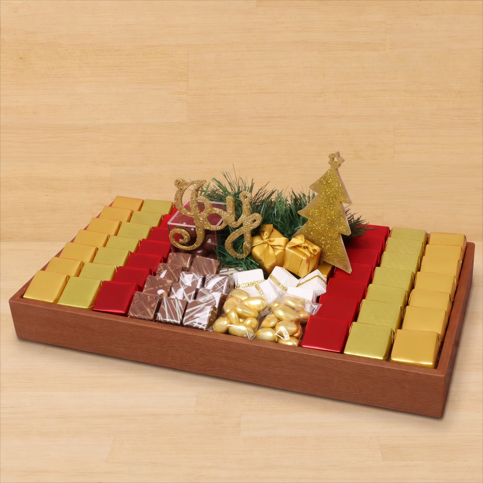 Christmas joy acrylic decorated chocolate medium leather tray