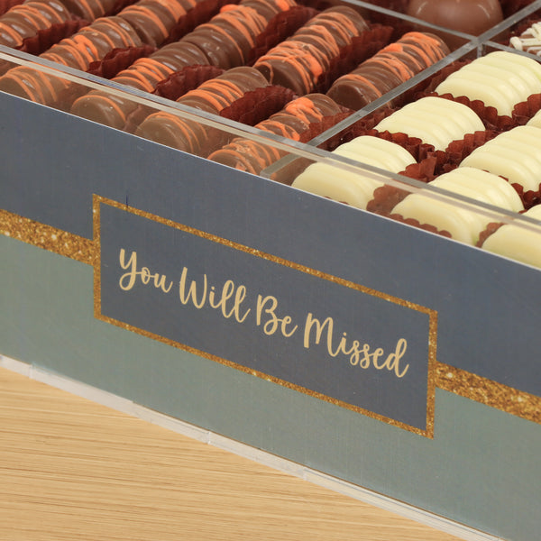 You will be missed designed premium chocolate small  double acrylic tray