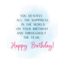 You deserve all the happiness in the world birthday greeting card