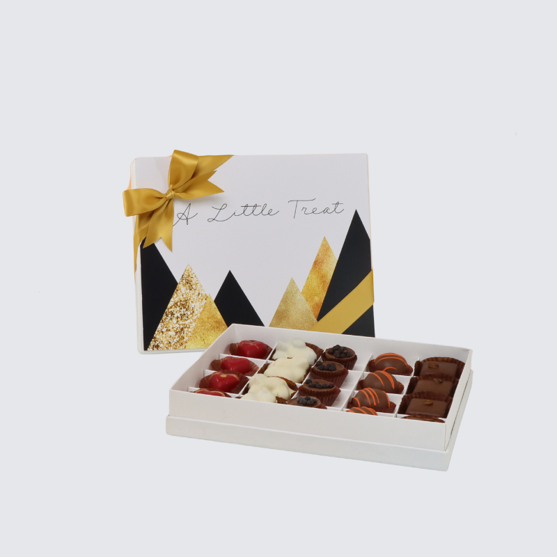 A LITTLE TREAT GEOMETRIC DESIGNED 20 - PIECE CHOCOLATE HARD BOX