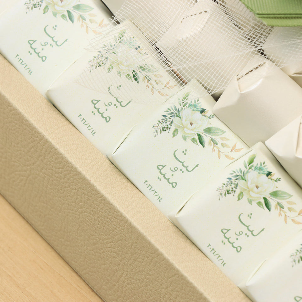 Bridal customized sage green decorated premium chocolate medium leather tray