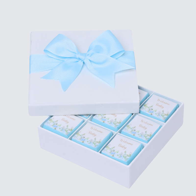 Baby boy flower designed 9-piece chocolate hard box