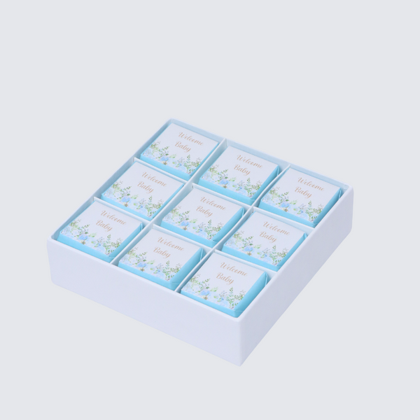 Baby boy flower designed 9-piece chocolate hard box