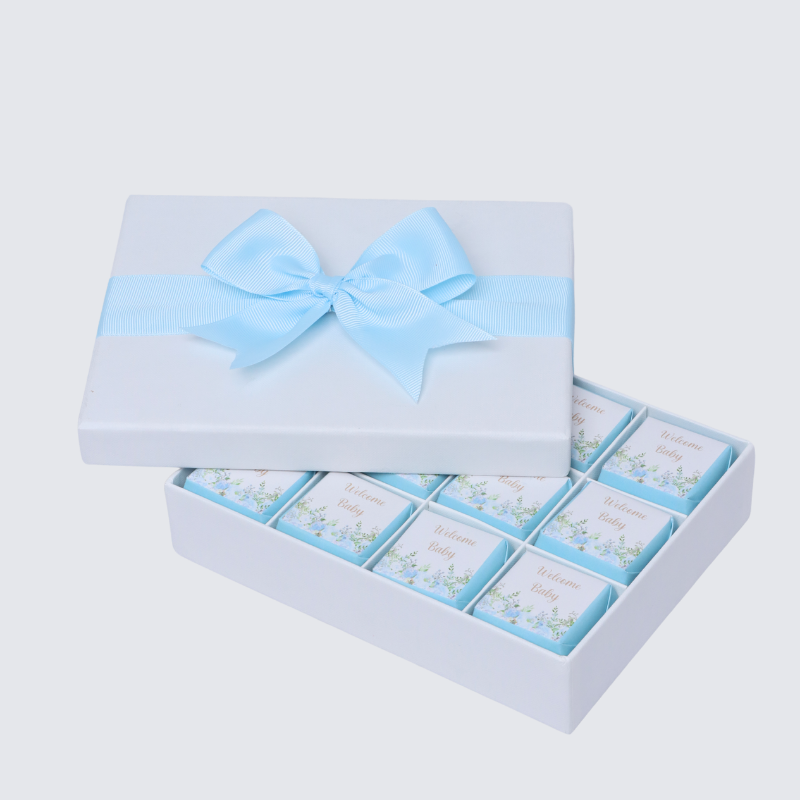 Baby boy flower designed 12-piece chocolate hard box