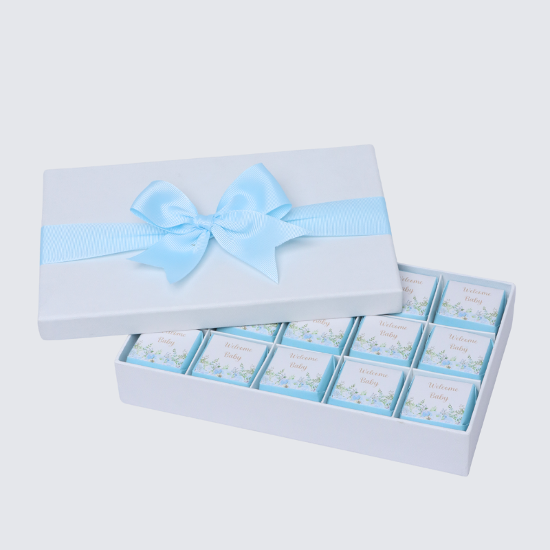 Baby boy flower designed 15-piece chocolate hard box