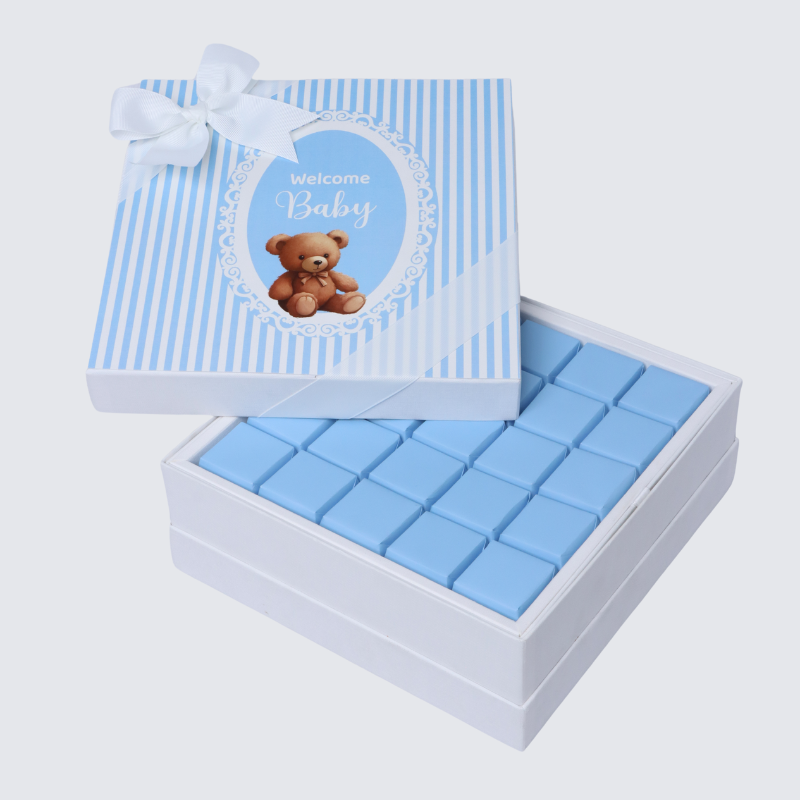 Baby boy "welcome baby" teddy designed premium chocolate hard box