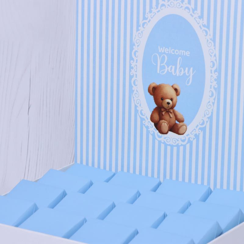 Baby boy "welcome baby" teddy designed chocolate medium hamper