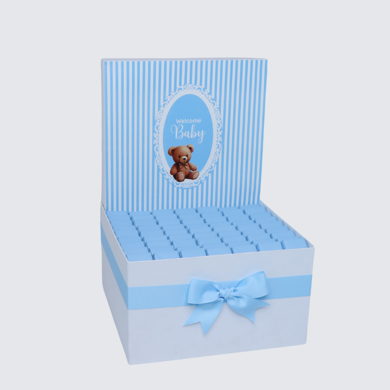 Baby boy teddy designed "welcome baby" chocolate large hamper