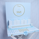 Carousel themed baby boy personalized chocolate stand with personalized backdrop