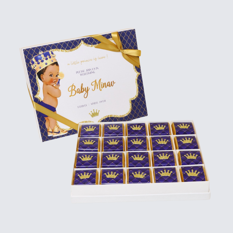 Baby boy prince personalized chocolate hard box