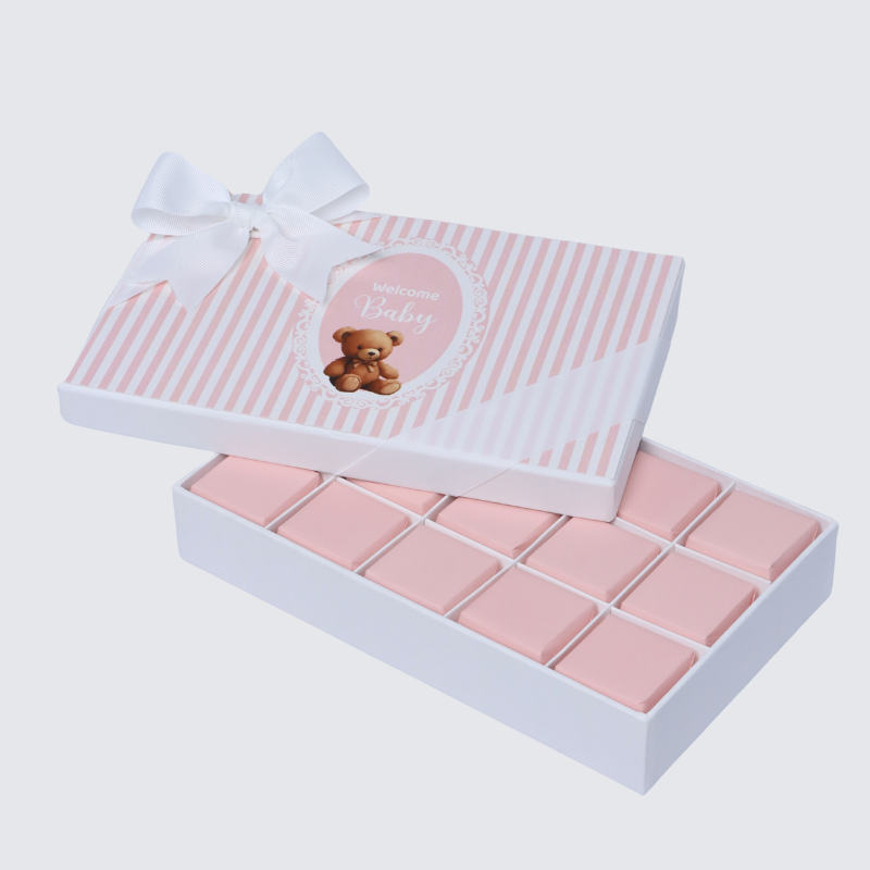 Welcome baby girl teddy designed chocolate hard box