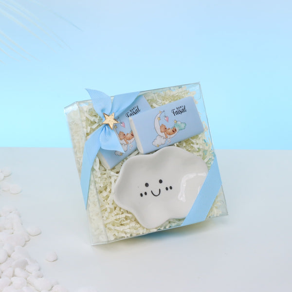 Set of 20 pcs baby boy ceramic cloud plate giveaway