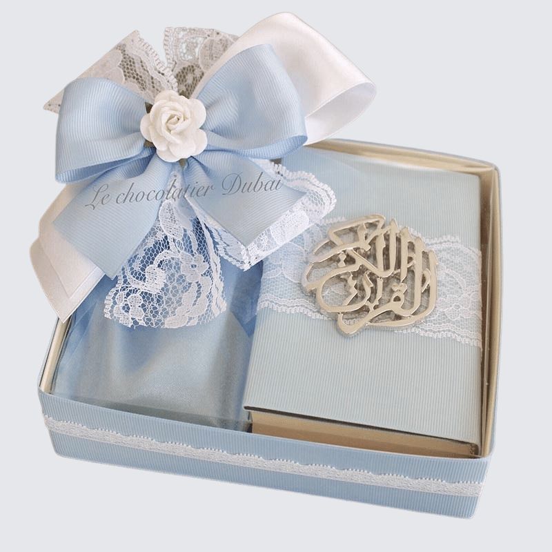 BABY BOY DECORATED QURAN AND CHOCOLATE BOX