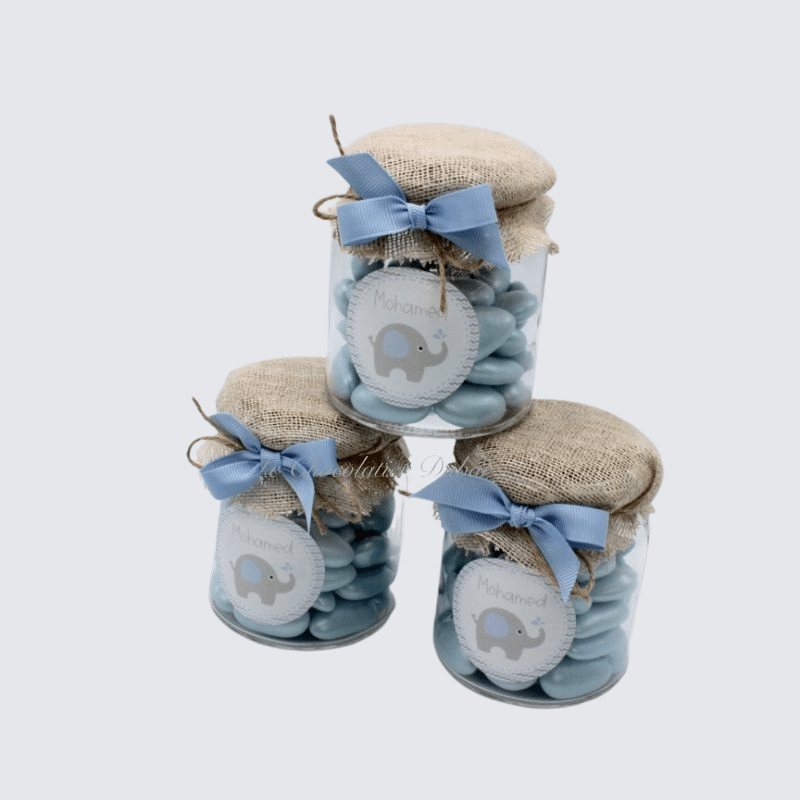 ELEPHANT THEME PERSONALIZED ALMOND DRAGEES JAR