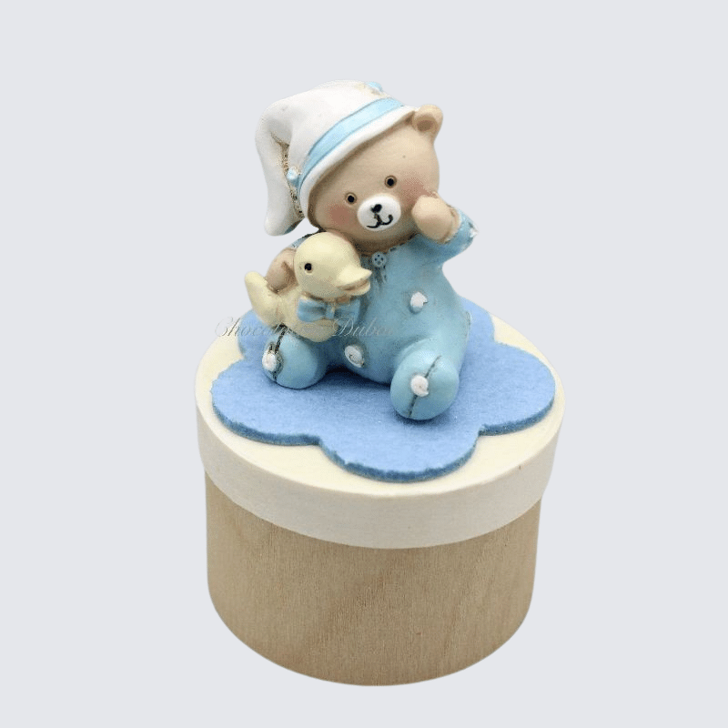 CERAMIC TEDDY BEAR CHOCOLATE BAMBOO BOX