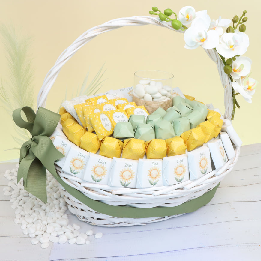 Baby sunflower designed premium chocolate large basket